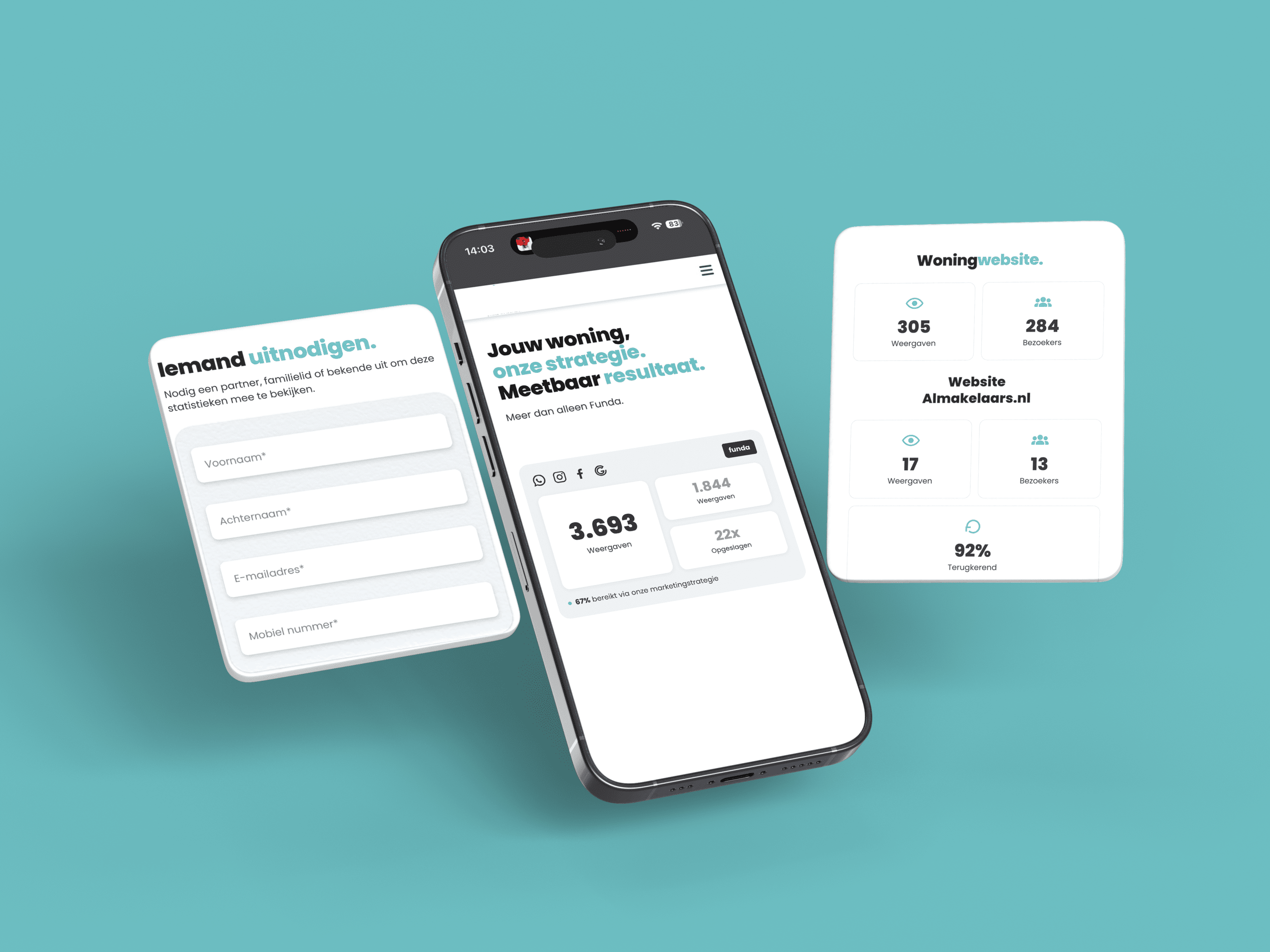Voorbeeld van de statistieken van het online dashboard