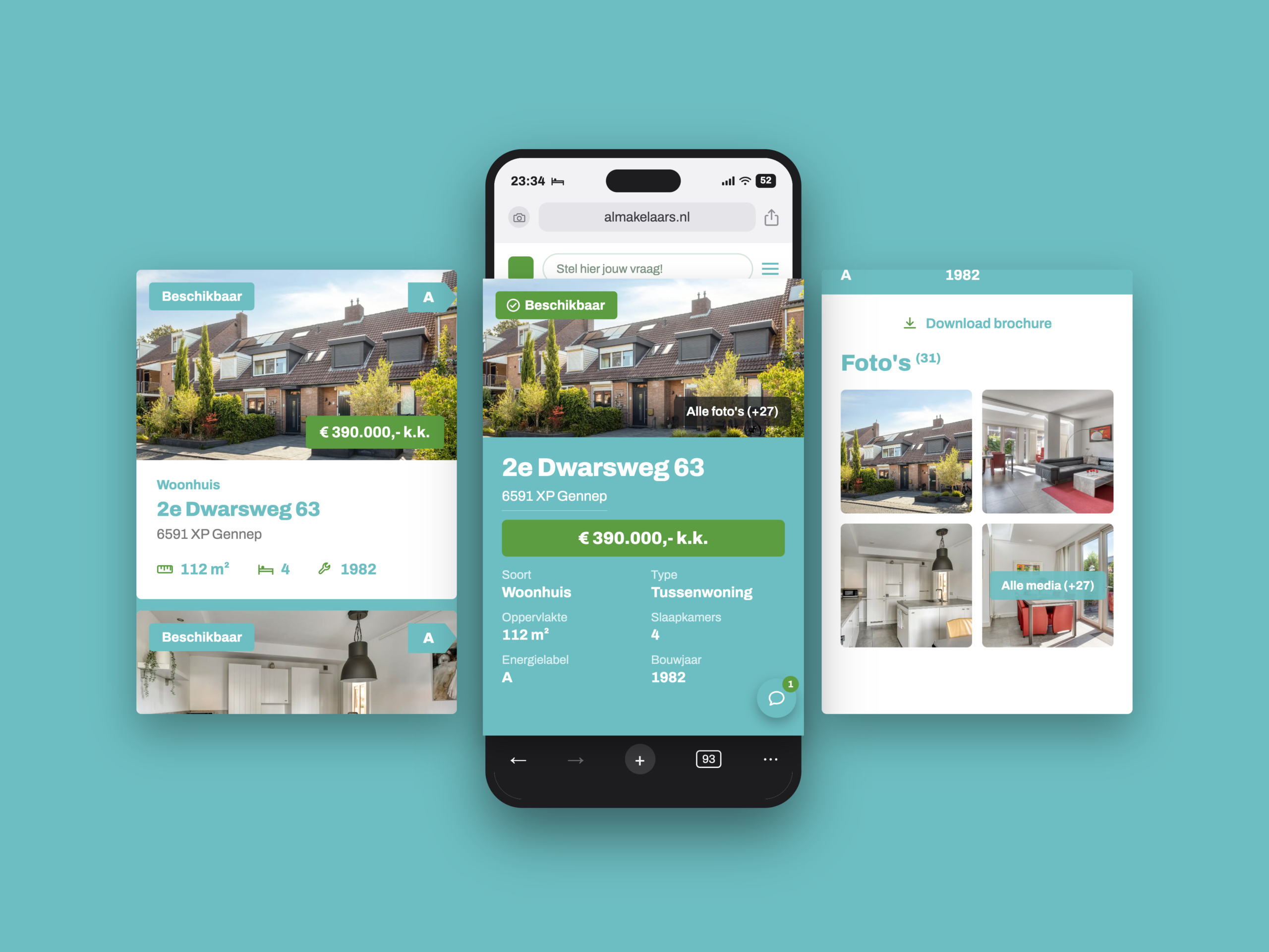 Voorbeeld van de woningwebsite